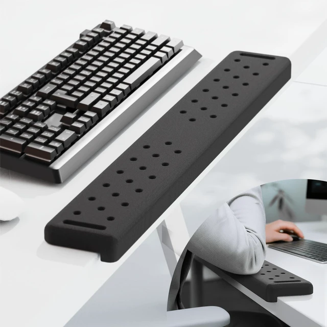 Main image of L-Shaped Desk Long Elbow Pad for Desk, Memory Foam Elbow Support Padding with Non-Slip, Ergonomic Desk Edge Cushion, Wrist Comfort Support for Office Home 1 Pcs (Dimple Black)