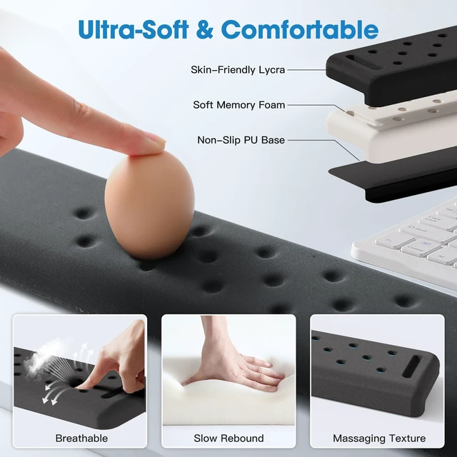 Alt view image 3 of 7 - L-Shaped Desk Long Elbow Pad for Desk, Memory Foam Elbow Support Padding with Non-Slip, Ergonomic Desk Edge Cushion, Wrist Comfort Support for Office Home 1 Pcs (Dimple Black)
