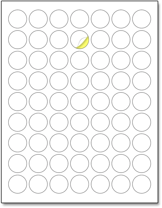 Main image of 1 inch Round Labels Printable Circle Stickers - 8.5" x 11", 200 Sheets Laser/Inkjet Printing, comes with Print Templates