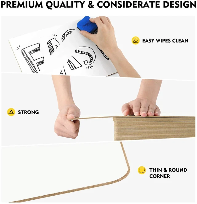 Alt view image 3 of 7 - 16 Pack Double-Sided Small White Board, 9x12 Dry Erase LapBoards Mini White Board with 16 Pens, 16 Erasers & 16 Pen Clips, Homeschool Whiteboard Set for Student, Teachers, Office
