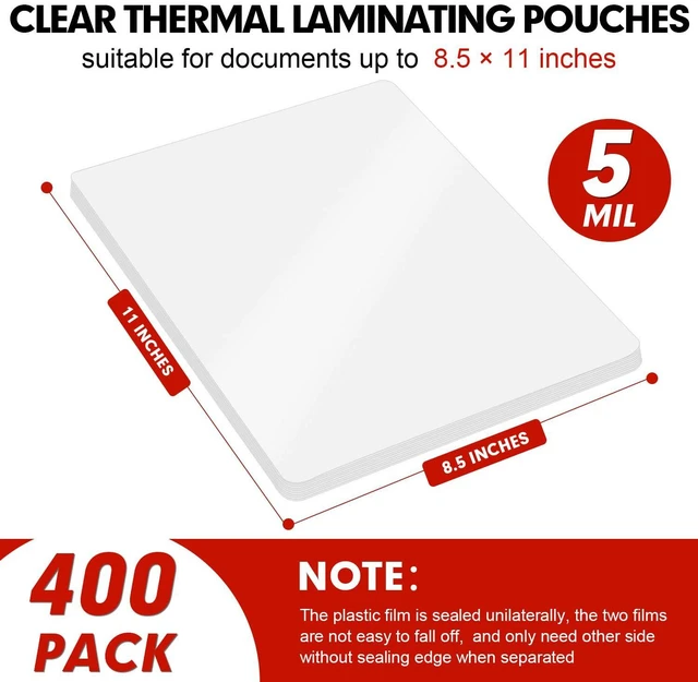 Alt view image 2 of 7 - Laminating Sheets, 400 Pack Clear Thermal Laminating Plastic Paper Laminator Sheets, 9 x 11.5-Inch, 5mil, Ideal Office or School Supplies