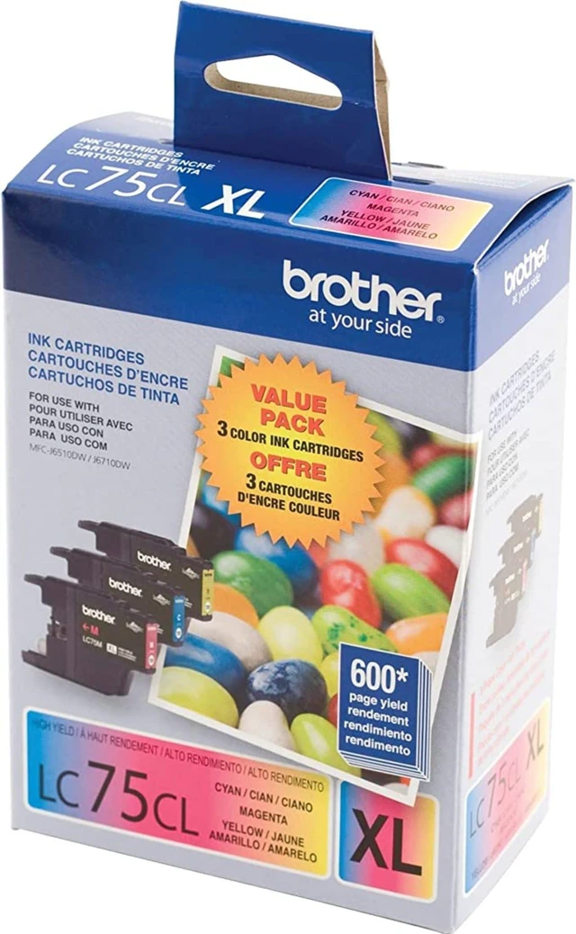 Alt view image 2 of 2 - LC753PKS XL High Yield 3 Pack - 1 Each LC75C, LC75M, LC75Y Ink, Yellow/Cyan/Magenta