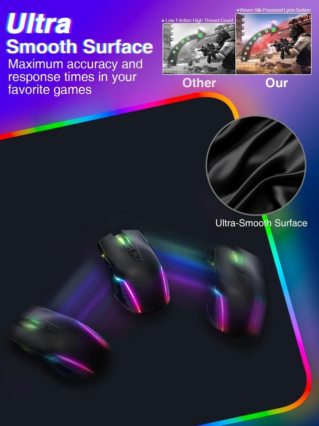 Alt view image 5 of 7 - Magnetic Charging Mouse Pad 31.5x15.75, 15W Fast Wireless Charging Desk Mat, XXL Desk Pad RGB Gaming Mousepad, Home Office Large Keyboard Pad with Ultra-Smooth Surface, Non-Slip Base