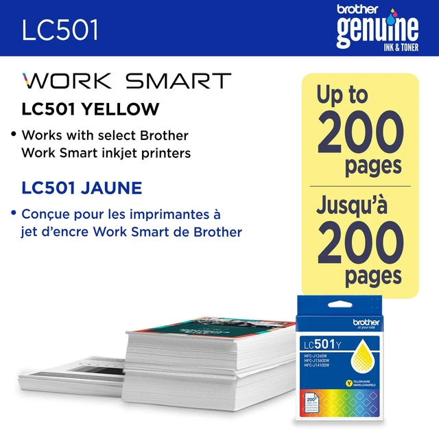 Alt view image 2 of 7 - Genuine LC501Y Standard Yield Yellow Ink Cartridge