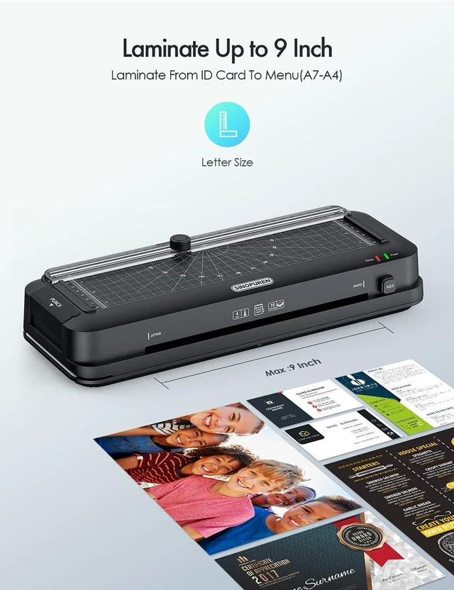 Alt view image 3 of 7 - Teacher Laminator Kit, 5-in-1 Laminator with Built-in Paper Trimmer, Hole Punch & Corner Rounder, 50 Laminating Pouches, Fast 3-Min Warm-Up, Jam-Free for Teacher or Craft