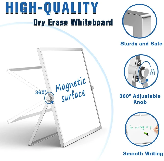 Alt view image 3 of 7 - Magnetic Dry Erase Board with Stand, 18''x14'' Desktop Whiteboard Double-Sided White Board with Stand, Large White Board, Desk Whiteboard Portable, Dry Erase Board for Home, School, Office