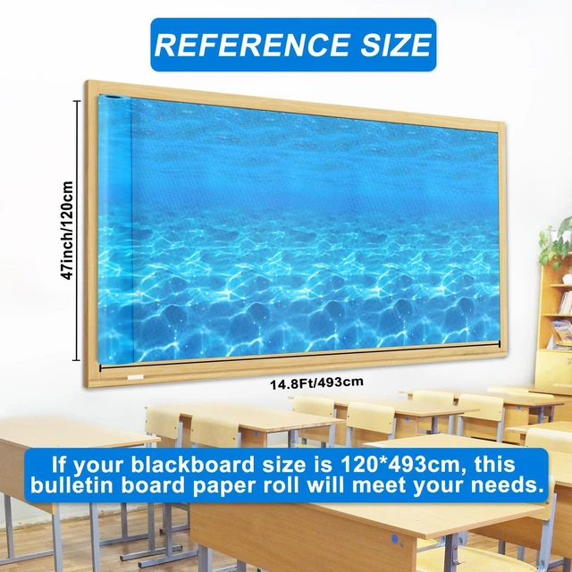 Alt view image 2 of 7 - Ocean Sea Bulletin Board Paper Roll,14.8FTx47IN Large Reusable Waterproof Erasable Classroom Wall Background Backdrop, Fade-Resistant Fabric Wrapping Paper School Decors Teacher Supplies