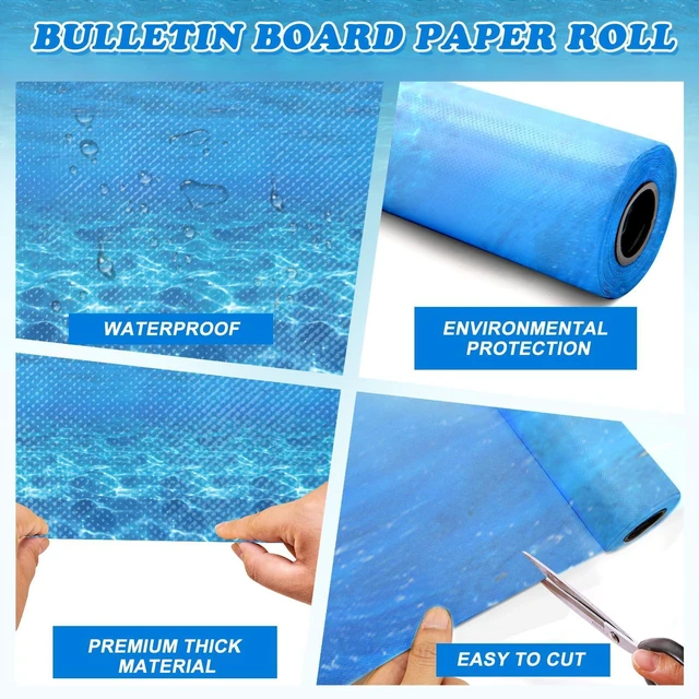 Alt view image 3 of 7 - Ocean Sea Bulletin Board Paper Roll,14.8FTx47IN Large Reusable Waterproof Erasable Classroom Wall Background Backdrop, Fade-Resistant Fabric Wrapping Paper School Decors Teacher Supplies