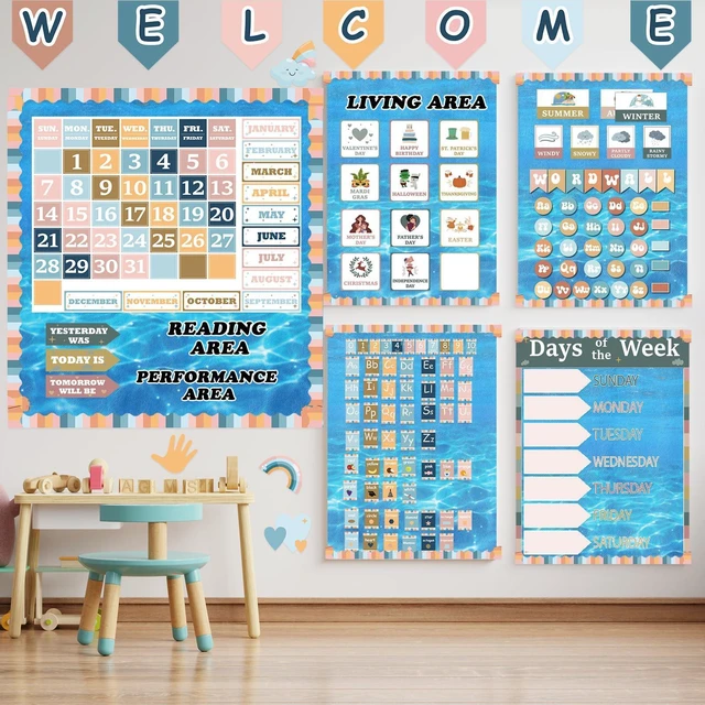 Alt view image 4 of 7 - Ocean Sea Bulletin Board Paper Roll,14.8FTx47IN Large Reusable Waterproof Erasable Classroom Wall Background Backdrop, Fade-Resistant Fabric Wrapping Paper School Decors Teacher Supplies