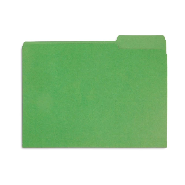 Alt view image 3 of 6 - 100 File Folders, Letter Size, 1/3 Cut Tab, Green Durable 11pt Uncoated Paper, 1/3 Cut Top Tab, Assorted Tab Positions, for Office, School, and Home Filing