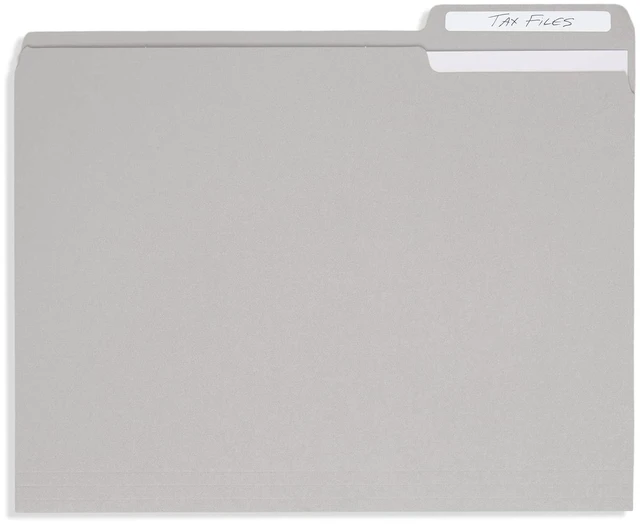 Alt view image 6 of 7 - 100 Gray File Folders, Letter Size, 1/3 Cut Tab, 11pt Durable 11pt Gray Paper, 1/3 Cut Tabs, Holds Letter Documents, Home and Office Color Coded Filing