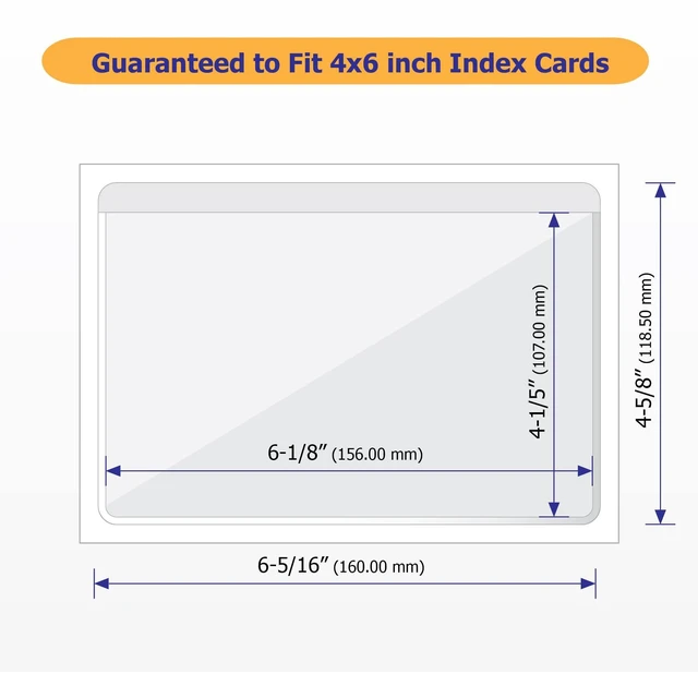 Alt view image 4 of 6 - Clear Adhesive 4" x 6" Index Card Pockets, Labels Holders, 50 Pack Top Open for Loading, Plastic Labels Holders, For Storage Bins and Library Card, Organizing and Protecting Cards, Photos