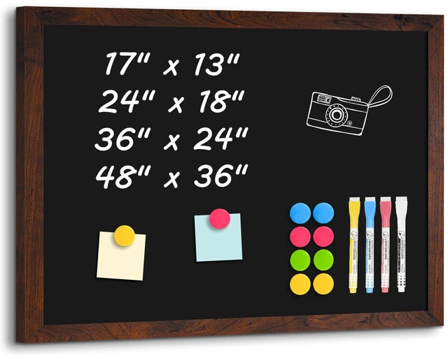 Main image of Large Magnetic Chalk Board 48" x 36", Rustic Brown Chalkboard Sign, Blackboard, Wall Hanging, Menu Board, For Kitchen Office Home School, Includes 2 Markers & 8 Magnets
