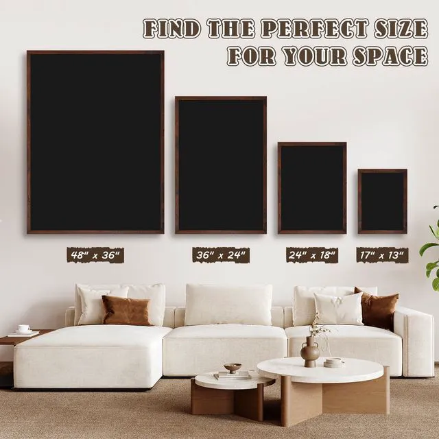 Alt view image 3 of 7 - Large Magnetic Chalk Board 48" x 36", Rustic Brown Chalkboard Sign, Blackboard, Wall Hanging, Menu Board, For Kitchen Office Home School, Includes 2 Markers & 8 Magnets