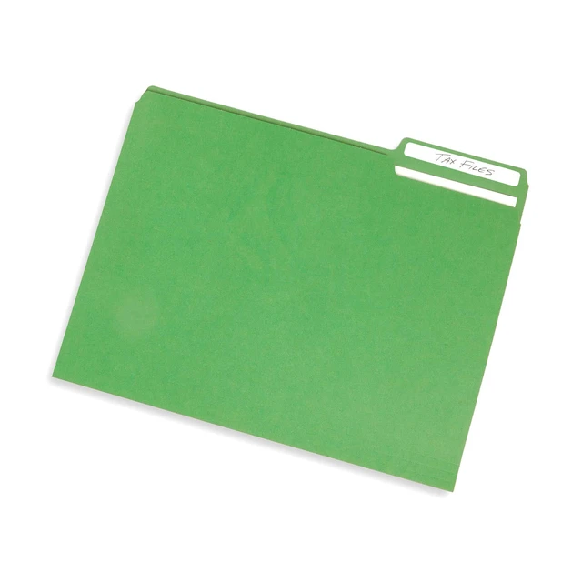 Alt view image 4 of 6 - 100 File Folders, Letter Size, 1/3 Cut Tab, Green Durable 11pt Uncoated Paper, 1/3 Cut Top Tab, Assorted Tab Positions, for Office, School, and Home Filing