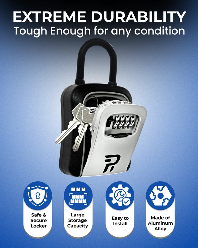Alt view image 2 of 7 - Key Lock Box for Outside Large Outdoor Lockbox for Keys with Code, 4-Digit Combination Hidden Safe to Hide a Key Outside, Portable Safe Key Storage, 6.7 in, 2 Packs