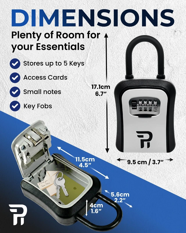 Alt view image 4 of 7 - Key Lock Box for Outside Large Outdoor Lockbox for Keys with Code, 4-Digit Combination Hidden Safe to Hide a Key Outside, Portable Safe Key Storage, 6.7 in, 2 Packs
