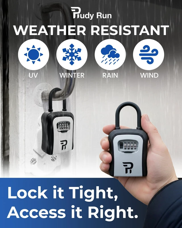Alt view image 7 of 7 - Key Lock Box for Outside Large Outdoor Lockbox for Keys with Code, 4-Digit Combination Hidden Safe to Hide a Key Outside, Portable Safe Key Storage, 6.7 in, 2 Packs