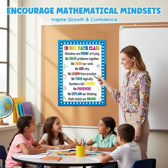 Alt view image 2 of 7 - In Our Math Class Poster - Growth Mindset Math - Back to School Classroom Decorations for Elementary Middle High School Teachers Educational Motivational Math Bulletin Board Wall Decor