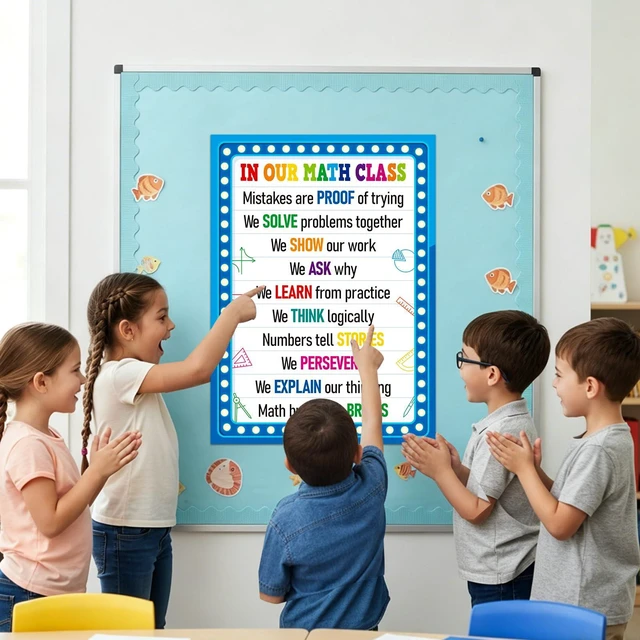 Alt view image 3 of 7 - In Our Math Class Poster - Growth Mindset Math - Back to School Classroom Decorations for Elementary Middle High School Teachers Educational Motivational Math Bulletin Board Wall Decor