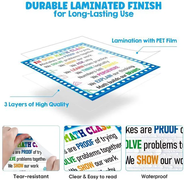 Alt view image 4 of 7 - In Our Math Class Poster - Growth Mindset Math - Back to School Classroom Decorations for Elementary Middle High School Teachers Educational Motivational Math Bulletin Board Wall Decor