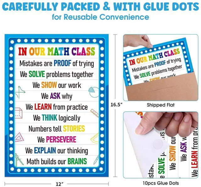 Alt view image 5 of 7 - In Our Math Class Poster - Growth Mindset Math - Back to School Classroom Decorations for Elementary Middle High School Teachers Educational Motivational Math Bulletin Board Wall Decor