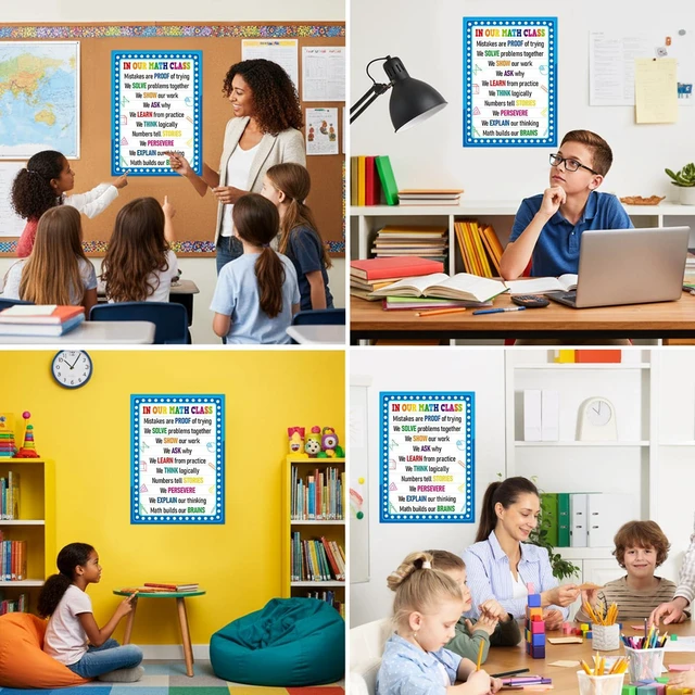 Alt view image 6 of 7 - In Our Math Class Poster - Growth Mindset Math - Back to School Classroom Decorations for Elementary Middle High School Teachers Educational Motivational Math Bulletin Board Wall Decor