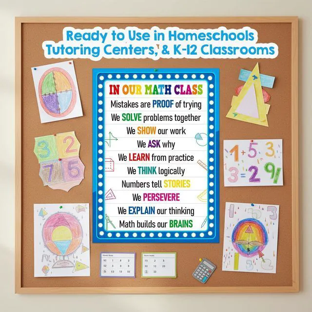 Alt view image 7 of 7 - In Our Math Class Poster - Growth Mindset Math - Back to School Classroom Decorations for Elementary Middle High School Teachers Educational Motivational Math Bulletin Board Wall Decor