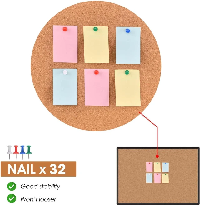 Alt view image 4 of 7 - 2-Pack Cork Board Bulletin Board 24 x 36, Black Aluminium Framed 2 x 3 Corkboard, Office Board for Wall Cork, Large Wall Mounted Notice Pin Board with 32 Push Pins for School, Home & Office