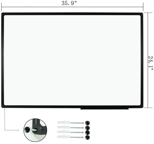 Alt view image 2 of 6 - Magnetic White Board, Dry Erase Board 36 x 24 Inch Black Aluminum Frame Wall Mounted Board for Office Home and School