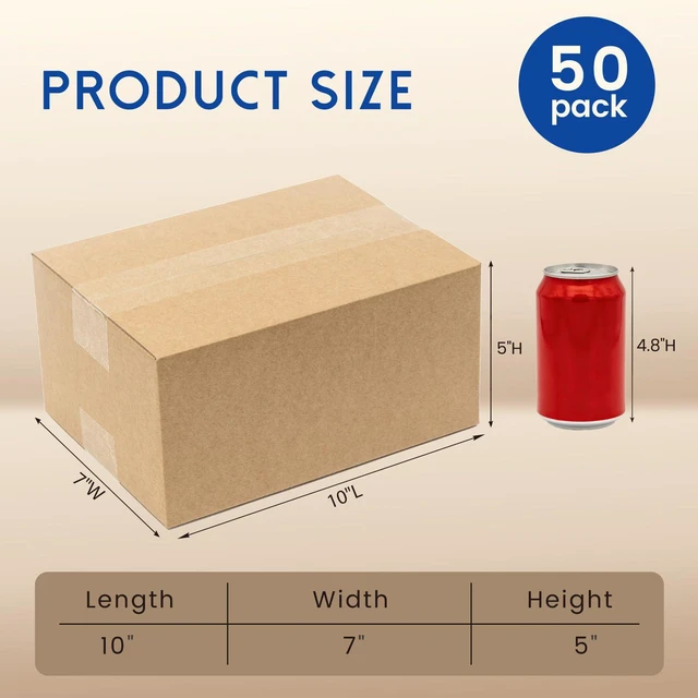 Alt view image 2 of 6 - 10x7x5" Shipping Boxes 50 Pack Corrugated Cardboard Box Brown 3 Layers, Bulk quantity, Packaging for Small Business, Mailer Mailing Packing Supplies