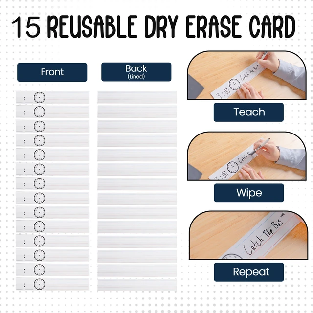 Alt view image 3 of 6 - Daily Schedule Pocket Chart, Black, 13 Pockets Ultra-Durable Visual Schedule for Classrooms or Home, Easy to Use, Reusable, Sentence Strips