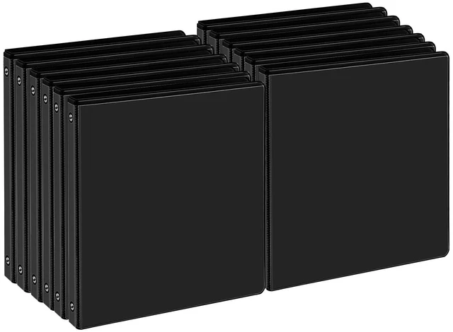 Main image of 0.5 Inch Black 3 Ring Binders 12 Pack, Slim Clear View Binder with 2 Interior Pockets, 1/2 Inch Round Ring Holds 100 Sheets of 8.5" x 11" Paper for School, Office, Meetings & Projects