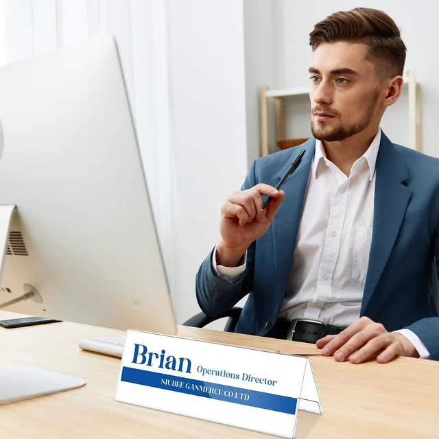 Alt view image 7 of 7 - 24 Pack Clear Name Tent Holders Desk Sign, 8.54'' X 3'', 100 Pcs Clear Plastic Name Plate Holder for Desk, PVC Names Card Holder, Table Sign Frame for Office School Business Conference