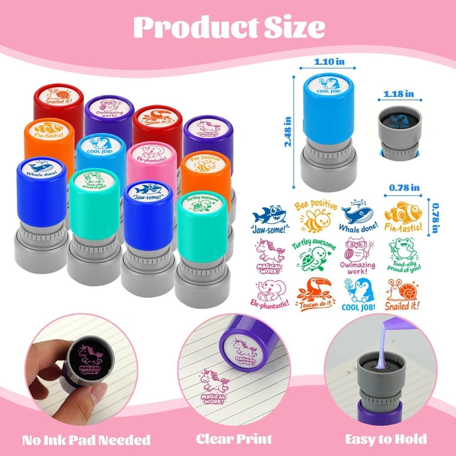 Alt view image 2 of 7 - 12Pcs Animal Teacher Stamps for Classroom Self Inking Grading Stamps Set Teacher Appreciation Gifts,Motivational Student Reward Stamps with Bees Sharks Owls, Classroom Essentials for Elementary