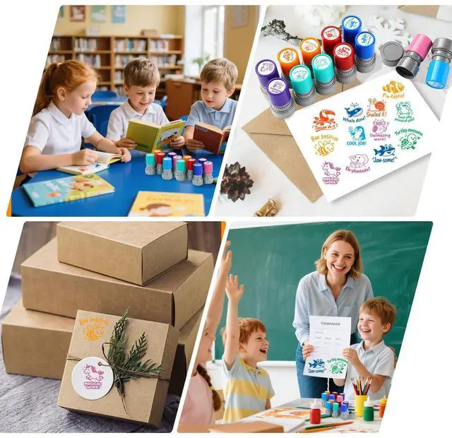 Alt view image 6 of 7 - 12Pcs Animal Teacher Stamps for Classroom Self Inking Grading Stamps Set Teacher Appreciation Gifts,Motivational Student Reward Stamps with Bees Sharks Owls, Classroom Essentials for Elementary