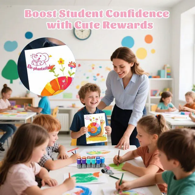 Alt view image 7 of 7 - 12Pcs Animal Teacher Stamps for Classroom Self Inking Grading Stamps Set Teacher Appreciation Gifts,Motivational Student Reward Stamps with Bees Sharks Owls, Classroom Essentials for Elementary