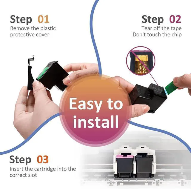 Alt view image 4 of 5 - Ink Cartridge Replacement for HP 61 Ink Cartridge Combo Pack Fit for Envy 4500 4502 5530 DeskJet 2512 1512 2542 2540 2544 3000 3052a OfficeJet 4630 Printer (1 Black,1 Color)