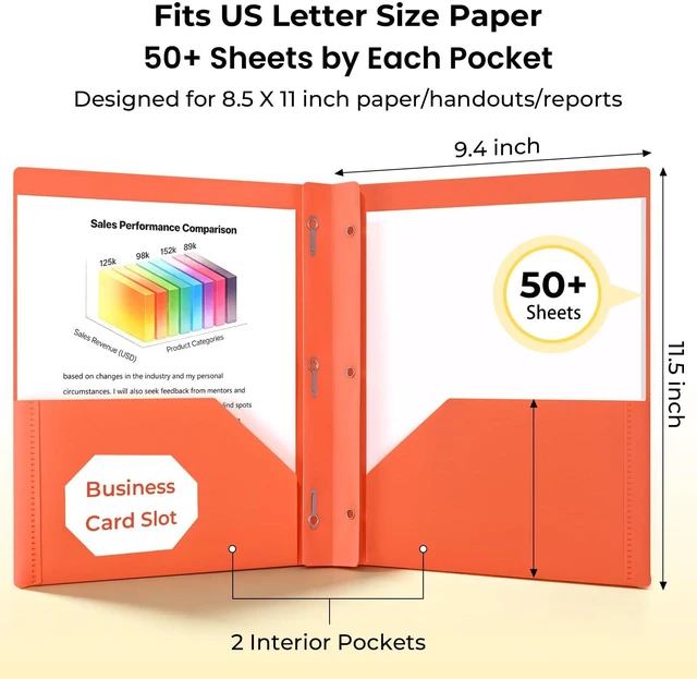Alt view image 2 of 7 - Plastic Project-Folder with 2 Pockets and 3-Prong Fasteners, for US Letter Size, Bulk Pack Color File-Folder for US Letter Size Papers, Ideal for School & Office, (Assorted Bright Colors)