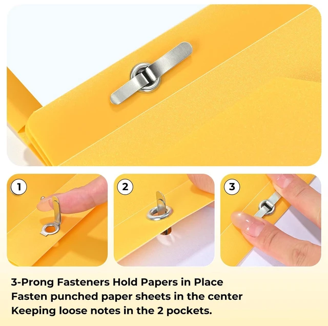 Alt view image 4 of 7 - Plastic Project-Folder with 2 Pockets and 3-Prong Fasteners, for US Letter Size, Bulk Pack Color File-Folder for US Letter Size Papers, Ideal for School & Office, (Assorted Bright Colors)