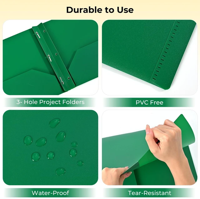 Alt view image 5 of 7 - Plastic Project-Folder with 2 Pockets and 3-Prong Fasteners, for US Letter Size, Bulk Pack Color File-Folder for US Letter Size Papers, Ideal for School & Office, (Assorted Bright Colors)