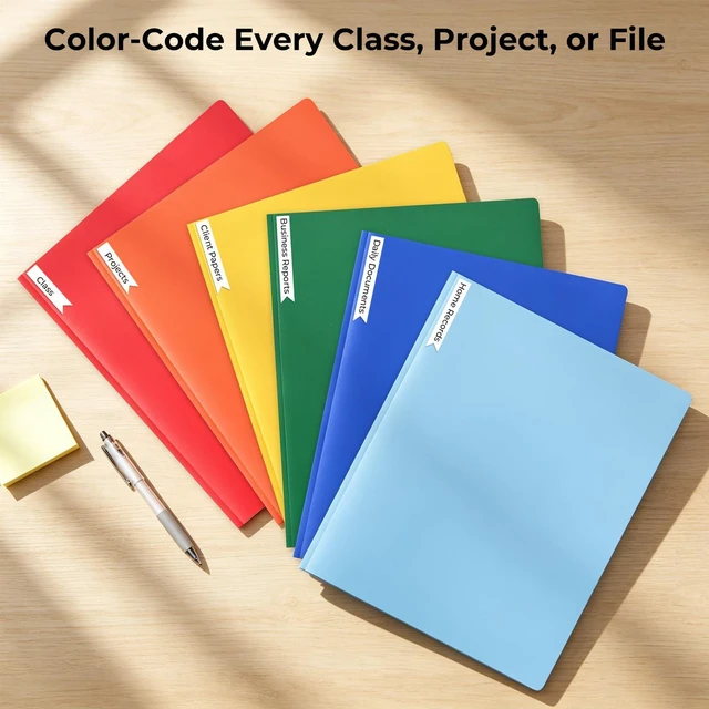 Alt view image 6 of 7 - Plastic Project-Folder with 2 Pockets and 3-Prong Fasteners, for US Letter Size, Bulk Pack Color File-Folder for US Letter Size Papers, Ideal for School & Office, (Assorted Bright Colors)