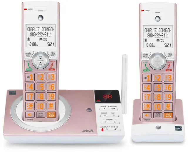 Main image of CL82257 DECT 6.0 2-Handset Cordless Phone for Home with Answering Machine, Call Blocking, Caller ID Announcer, Intercom and Long Range, Rose Gold