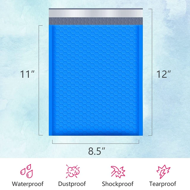 Alt view image 2 of 7 - Bubble Mailers 8.5x12" 25 Pack Usable Size 8.5x11" Blue Padded Mailer Waterproof Self Seal Adhesive Medium Padded Envelopes for Small Business Bulk Bubble Wrap Mailers for Mailing Jewelry Book #2
