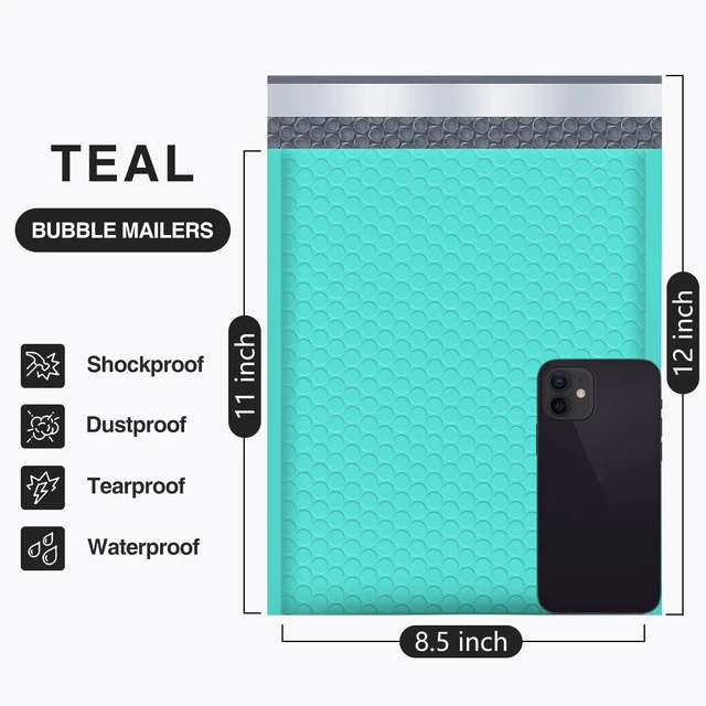 Alt view image 2 of 7 - Bubble Mailers 8.5x12" 25 Pack Usable Size 8.5x11" Teal Shipping Bag Waterproof Self Seal Adhesive Medium Padded Envelopes for Small Business Bulk Bubble Wrap Mailers for Mailing Jewelry Book #2