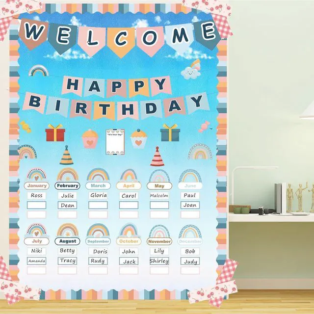 Alt view image 7 of 7 - Blue Sky Cloud Bulletin Board Paper Roll,14.8FTx47IN Large Reusable Waterproof Erasable Classroom Wall Background Backdrop, Fade-Resistant Fabric Wrapping Paper School Decors Teacher Supplies