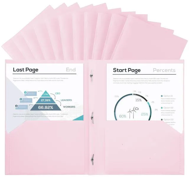 Main image of Plastic Project-Folder with 2 Pockets and 3-Prong Fasteners, for US Letter Size, Bulk Pack Color File-Folder for US Letter Size Papers, Ideal for School & Office, (Pastel Pink)