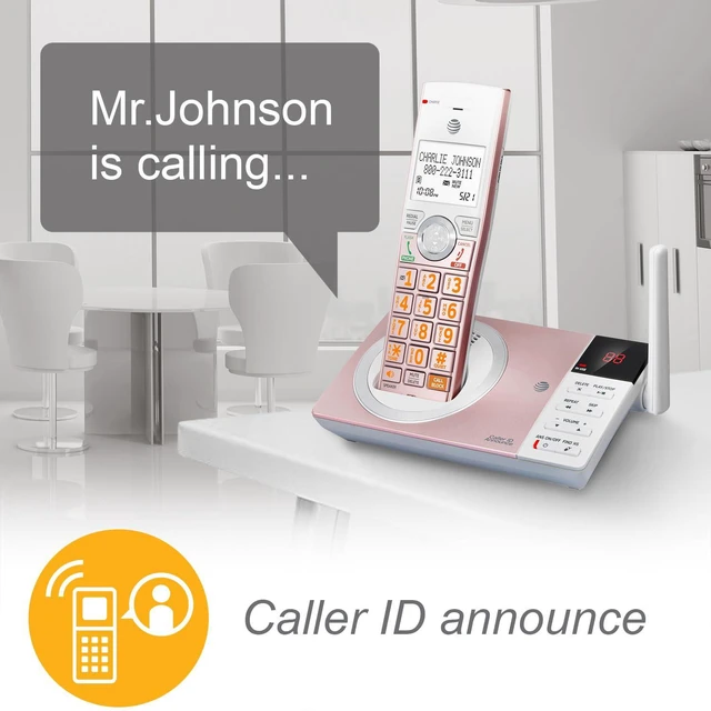 Alt view image 4 of 7 - CL82257 DECT 6.0 2-Handset Cordless Phone for Home with Answering Machine, Call Blocking, Caller ID Announcer, Intercom and Long Range, Rose Gold