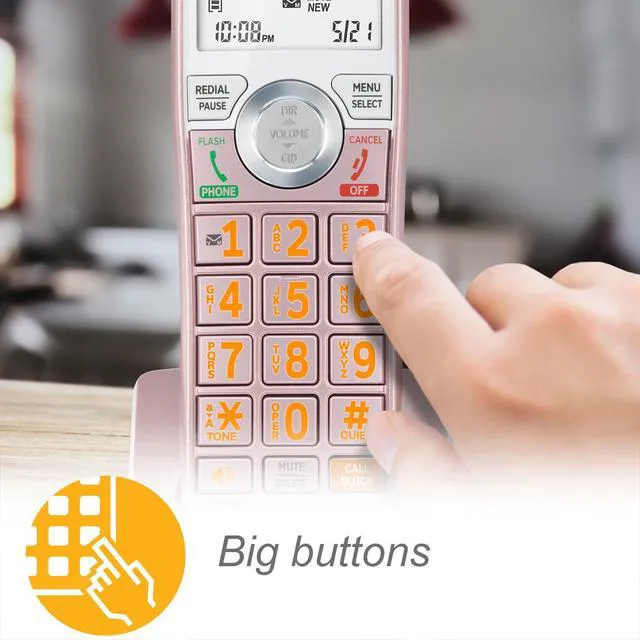Alt view image 6 of 7 - CL82257 DECT 6.0 2-Handset Cordless Phone for Home with Answering Machine, Call Blocking, Caller ID Announcer, Intercom and Long Range, Rose Gold