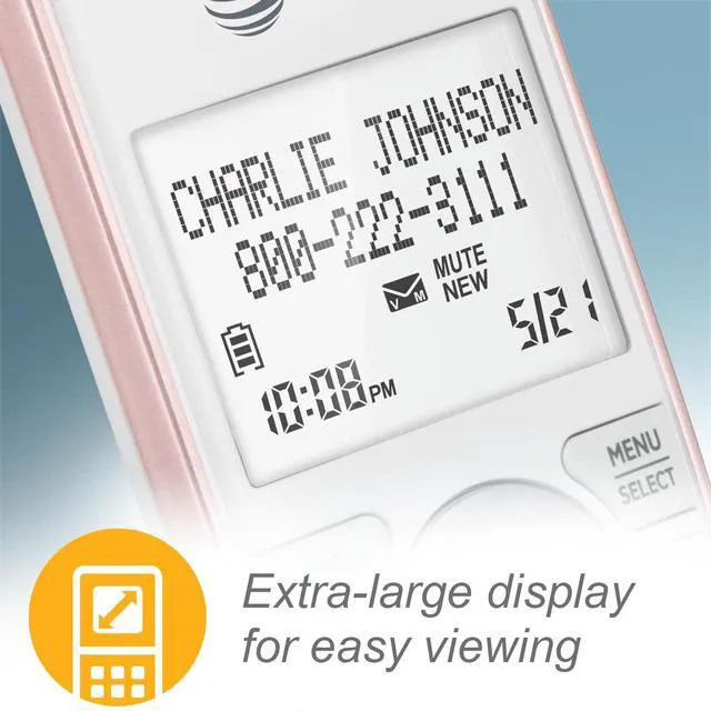 Alt view image 7 of 7 - CL82257 DECT 6.0 2-Handset Cordless Phone for Home with Answering Machine, Call Blocking, Caller ID Announcer, Intercom and Long Range, Rose Gold